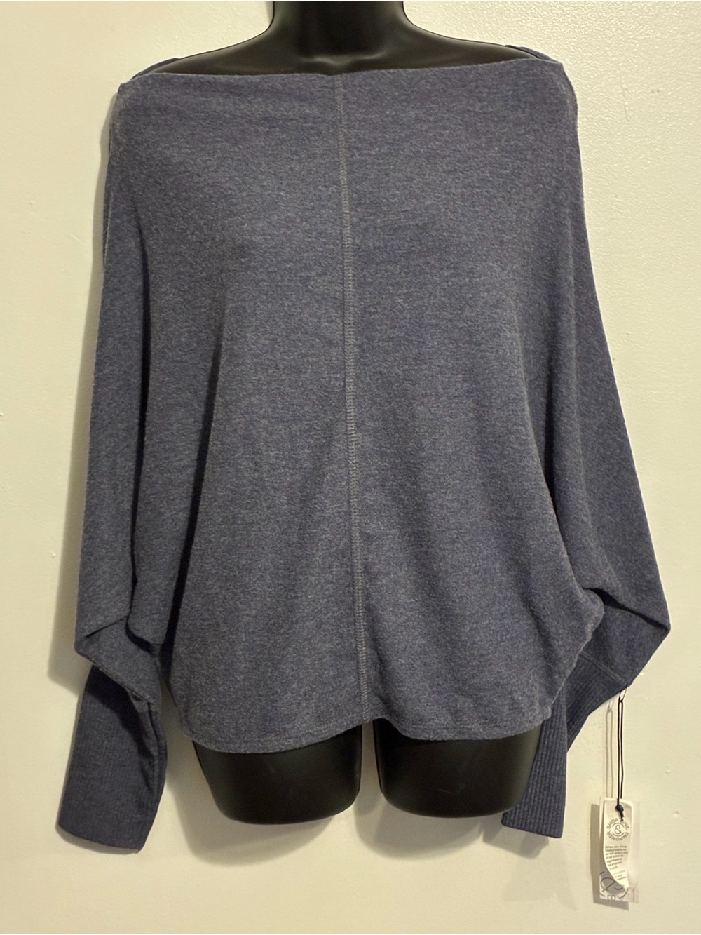 Treasure & Bond Off-the-Shoulder Dolman Sweater in Heather Blue